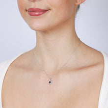 Load image into Gallery viewer, Sterling Silver 0.35 Ct Natural Sapphire & 4 Diamonds Pendant