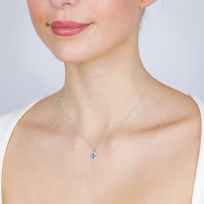 Sterling Silver 0.21Ct Created Emerald & 4 Diamonds Pendant