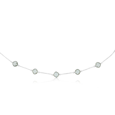 5 Green Amethyst Necklace on 45cm Chain in Sterling Silver