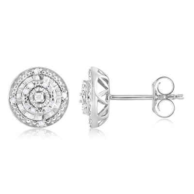 26 Diamonds Round Cluster Stud Earrings