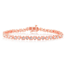 Load image into Gallery viewer, 1/5 Carat Diamond Heart 18cm Bracelet in Rose Gold Plated Silver