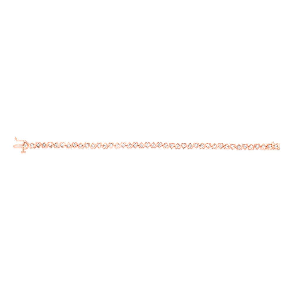 1/5 Carat Diamond Heart 18cm Bracelet in Rose Gold Plated Silver