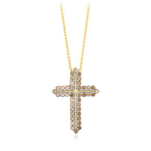 Load image into Gallery viewer, 1 Carat Cross Pendant on 45cm Chain in Gold Plated Silver