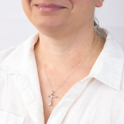 Luminesce Lab Grown Sterling Silver 1/6 Carat Cross Diamond Pendant 45cm Chain Included