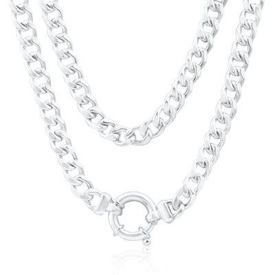 Sterling Silver Hollow Curb Boltring Chain 45cm