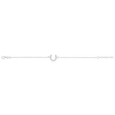 Sterling Silver 19cm Cubic Zirconia Horseshoe Good Luck Bracelet