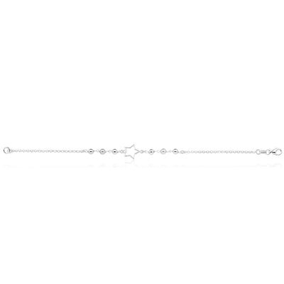 Sterling Silver Star and Simulated Pearl Fancy Bracelet 19cm