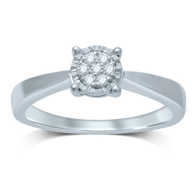 Silver with 7 Diamond Ring