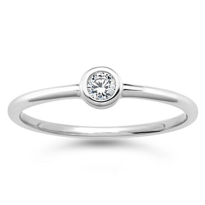 Sterling Silver Zirconia Bezel Solitaire Ring