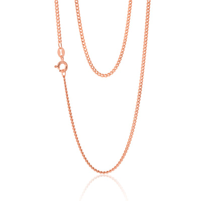 Sterling Silver Rose Plated 60 Gauge 55cm Curb Dicut Chain