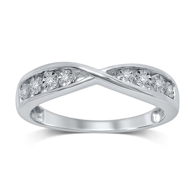 Silver Cluster Dress Ring with 8 Brilliant Diamonds