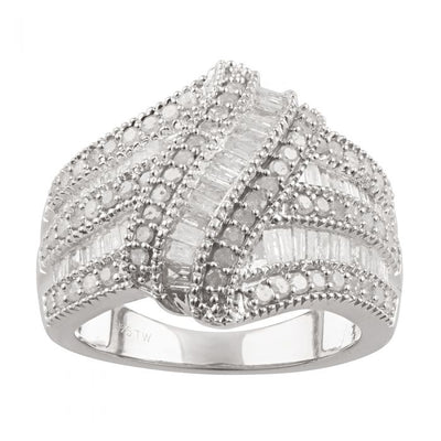 1.2 Carat Diamond Wave Ring in Sterling Silver