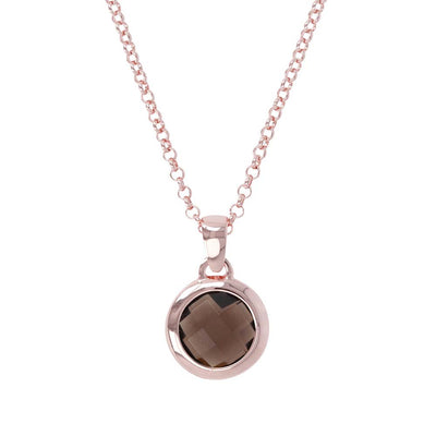 Bronzallure Rose Gold Plated Rose Quartz Necklace 45.7cm