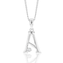 Load image into Gallery viewer, Silver Pendant Initial A set with diamond