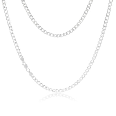 Sterling Silver Fancy Diamond Cut Curb 120 Gauge 45cm Chain