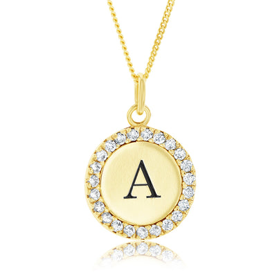 Sterling Silver Gold Plated Round Initial