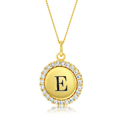 Sterling Silver Gold Plated Round Initial