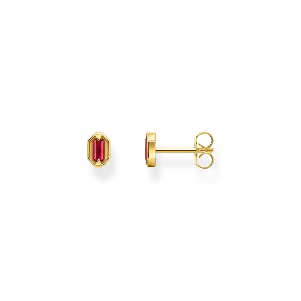 Thomas Sabo Gold Plated Sterling Silver Crocodile Rock Red Stud Earrings