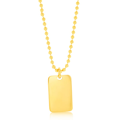 Sterling Silver Gold Plated Dog Tag Pendant On 48cm Chain