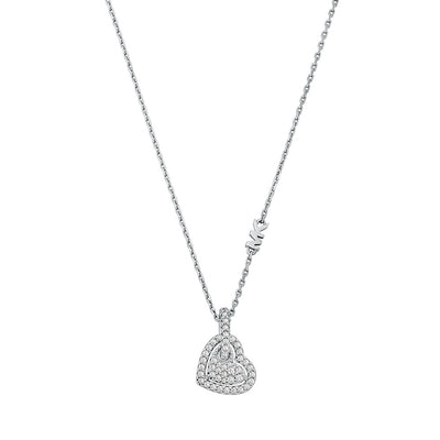 Michael Kors Sterling Silver Pave Heart Pendant On Chain