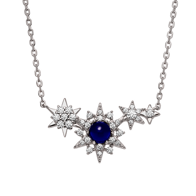 Emporio Armani Sterling Silver Starry Night Zirconia & Blue Stone Pave Pendant On Chain