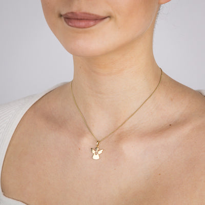 Sterling Silver Gold Plated Plain Large 15mm Angel Pendant