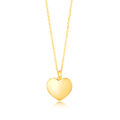 Sterling Silver Gold Plated Plain Heart Pendant On Chain