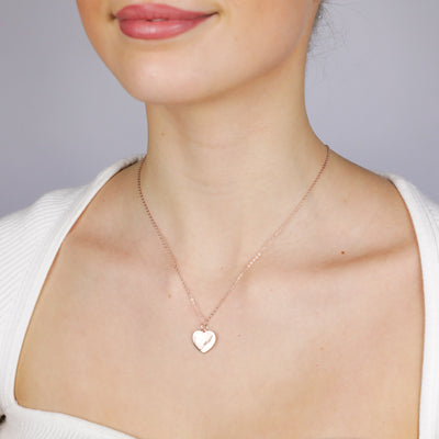 Sterling Silver Rose Gold Plated Plain Heart Pendant On Chain