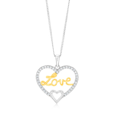 Sterling Silver Two Tone Cubic Zirconia