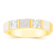 Load image into Gallery viewer, Sterling Silver Gold Plated Cubic Zirconia White Shell Pearl