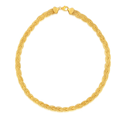 Sterling Silver Gold Plated Braided Broad 45cm Chain