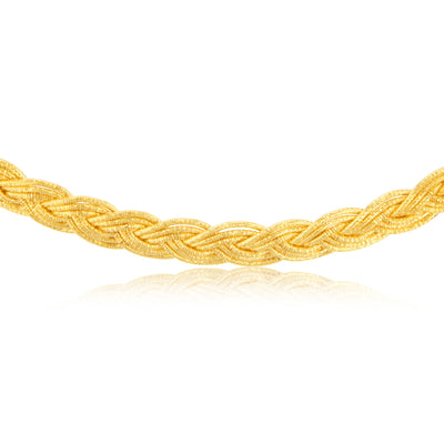 Sterling Silver Gold Plated Braided Broad 45cm Chain