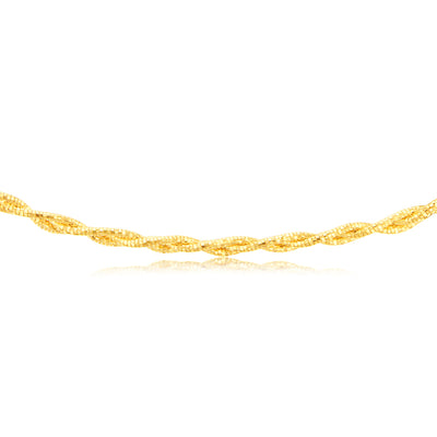 Sterling Silver Gold Plated Fancy Braided 42+3cm Chain