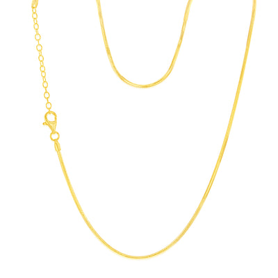 Sterling Silver Gold Plated Diamond Cut Snake 42+5cm Chain