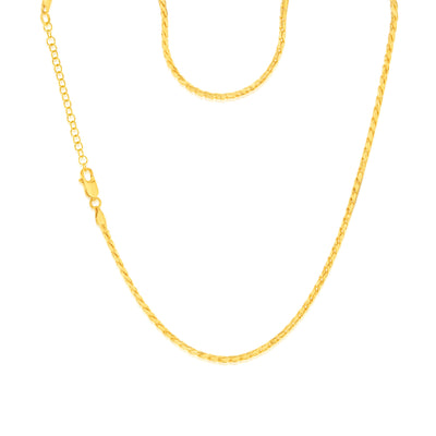 Sterling Silver Gold Plated Diamond Cut Twisted Curb 42.5+5cm Chain