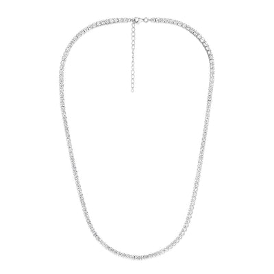Sterling Silver Rhodium Plated 3mm Cubic Zirconia 45cm Chain