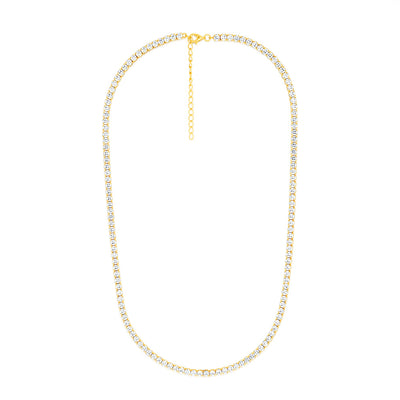 Sterling Silver Gold Plated 3mm Cubic Zirconia 45cm Tennis Chain