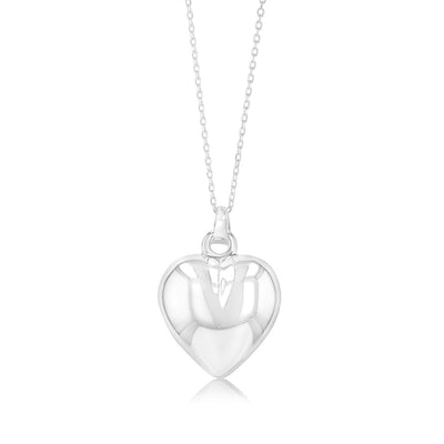 Sterling Silver Heart Pendant On 42+3cm Chain