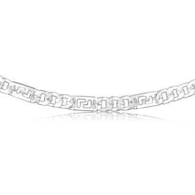 Sterling Silver Fancy 250 Gauge Curb And Green Link 50cm Chain