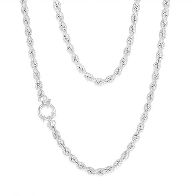 Sterling Silver Bolt Ring Clasp 90 Gauge Rope 45cm Chain