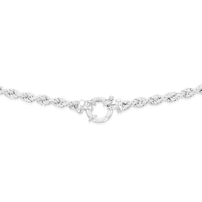 Sterling Silver Bolt Ring Clasp 90 Gauge Rope 45cm Chain