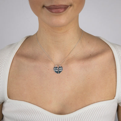 Sterling Silver Always Together Split Heart Pendant