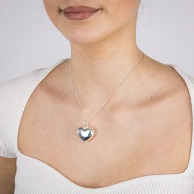 Sterling Silver Puffed Heart Pendant
