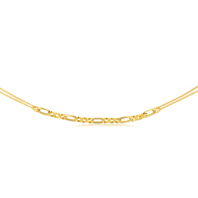 Sterling Silver Gold Plated Fancy Links 42+5cm Chain