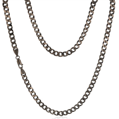Sterling Silver Black Rhodium Plated Curb 150 Gauge 50cm Chain