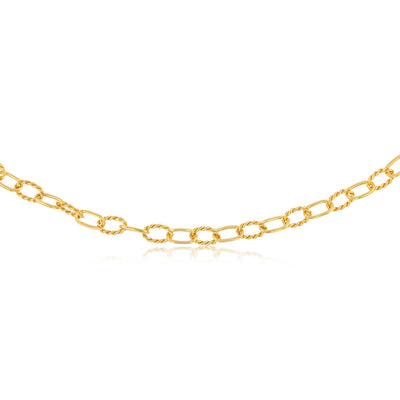Sterling Silver Gold Plated Fancy Chunky Paperclip 45cm Chain