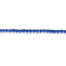 Load image into Gallery viewer, Sterling Silver Rhodium Plated 3mm Sapphire Blue Cubic Zirconia 19cm Bracelet