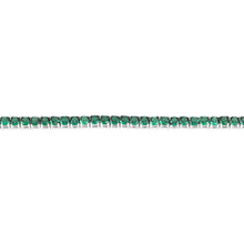 Load image into Gallery viewer, Sterling Silver Rhodium Plated 3mm Emerald Green Coloured Cubic Zirconia 19cm Bracelet