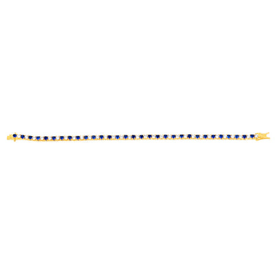 Sterling Silver Gold Plated 3mm White And Sapphire Blue Cubic Zirconia 19cm Bracelet