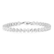 Load image into Gallery viewer, Sterling Silver 3mm Bezel White Cubic Zirconia 16+3cm Bracelet